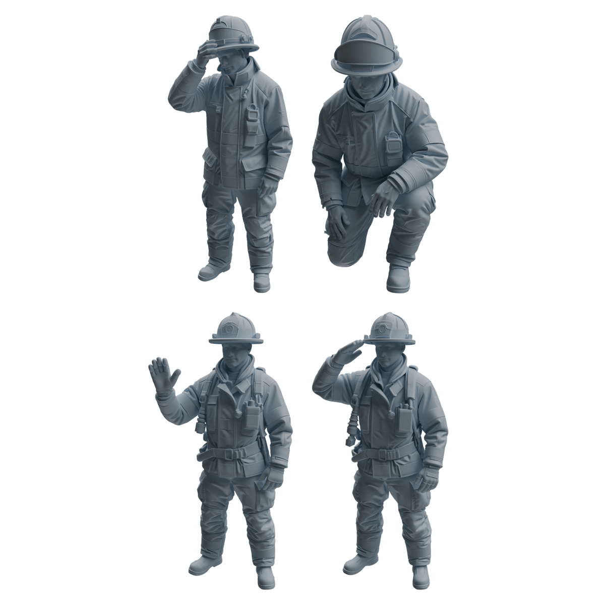MRY-SFW LYTR1062 Firefighter Occupation Pose Character Modern Model 4 pcs 3D Printed Resin Model Kit by SSMODEL