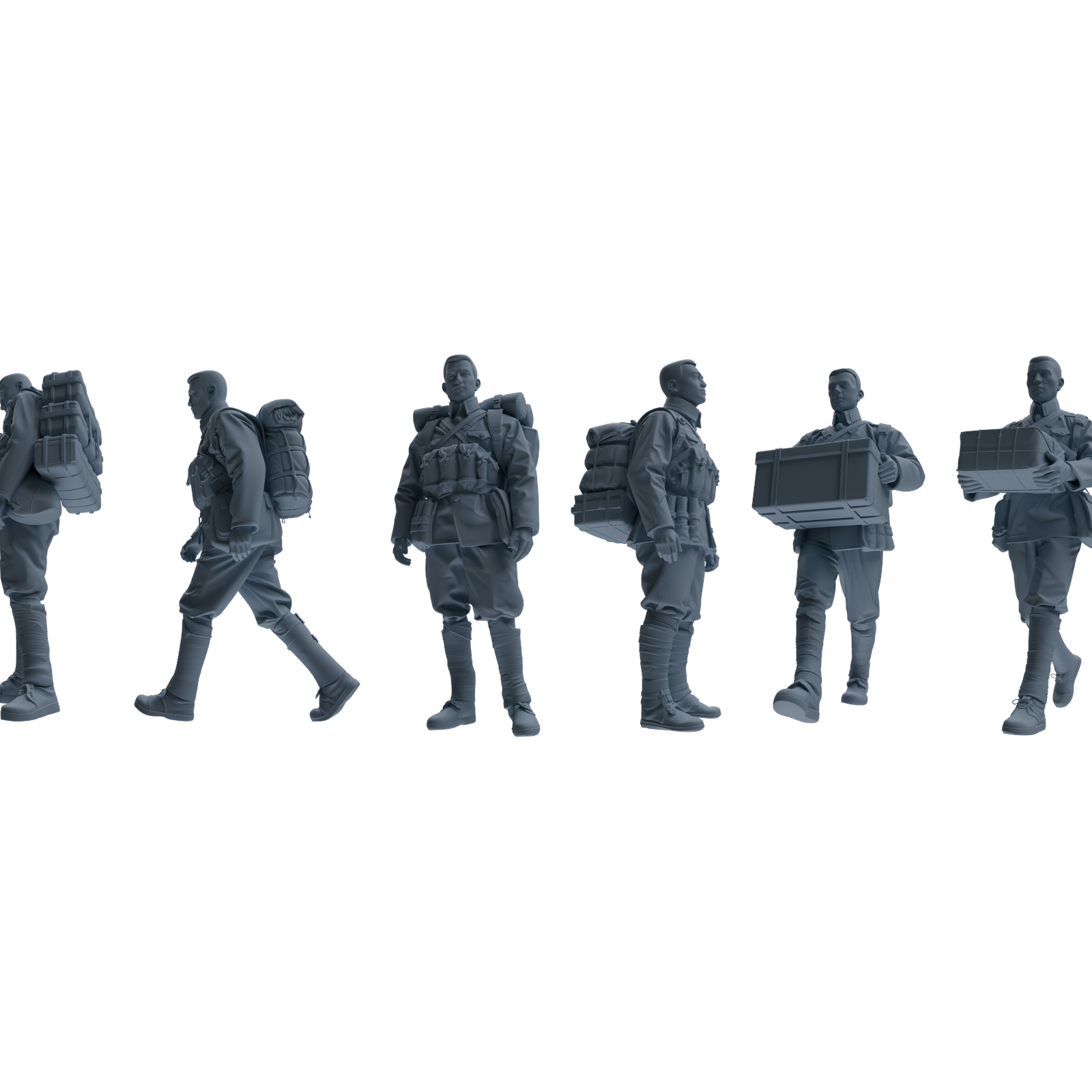 MRY-SFW LYGR605 Historical People's Liberation Army Six-Person Carrying Group 3D Printed Resin Model Kit by SSMODEL