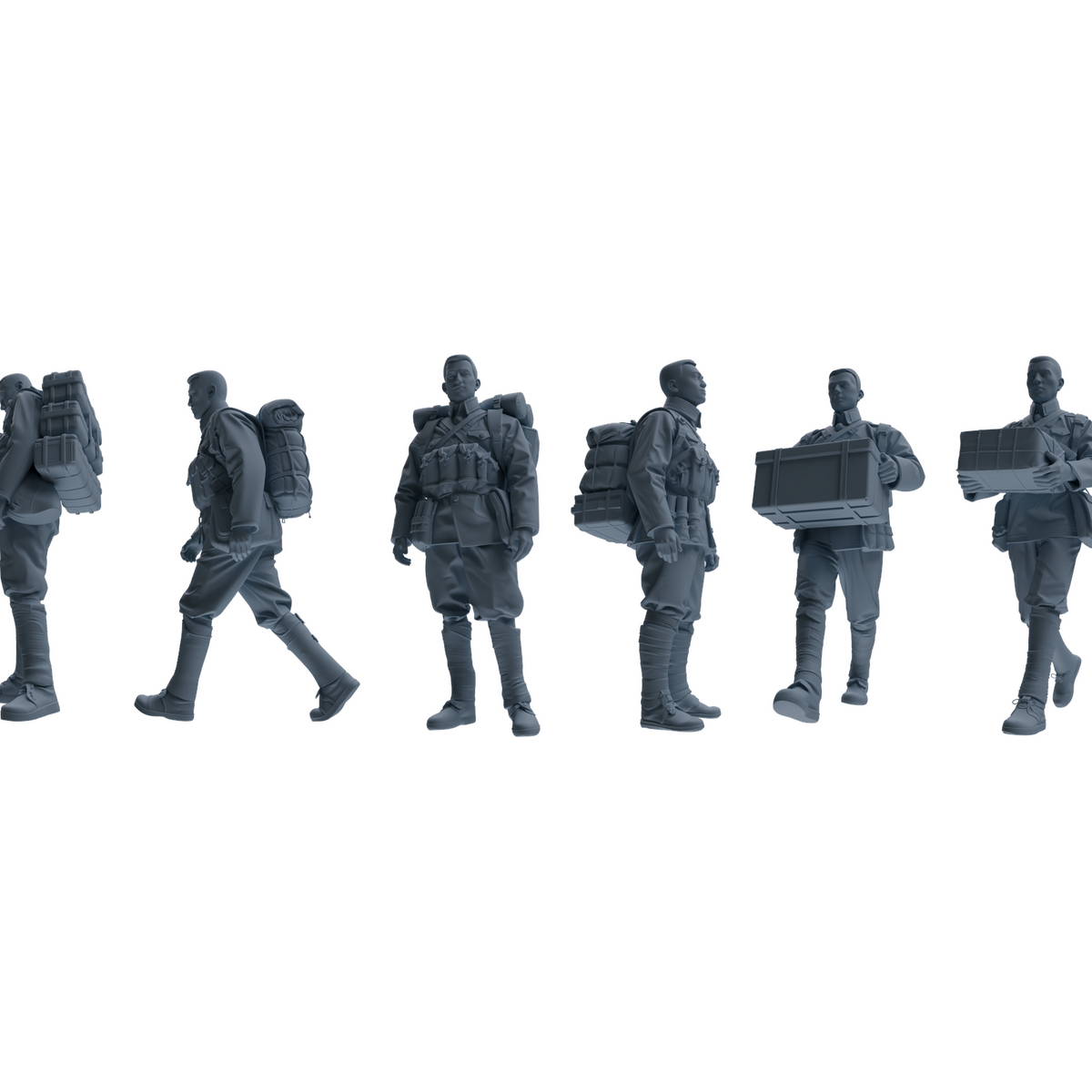 MRY-SFW LYGR605 Historical People's Liberation Army Six-Person Carrying Group 3D Printed Resin Model Kit by SSMODEL