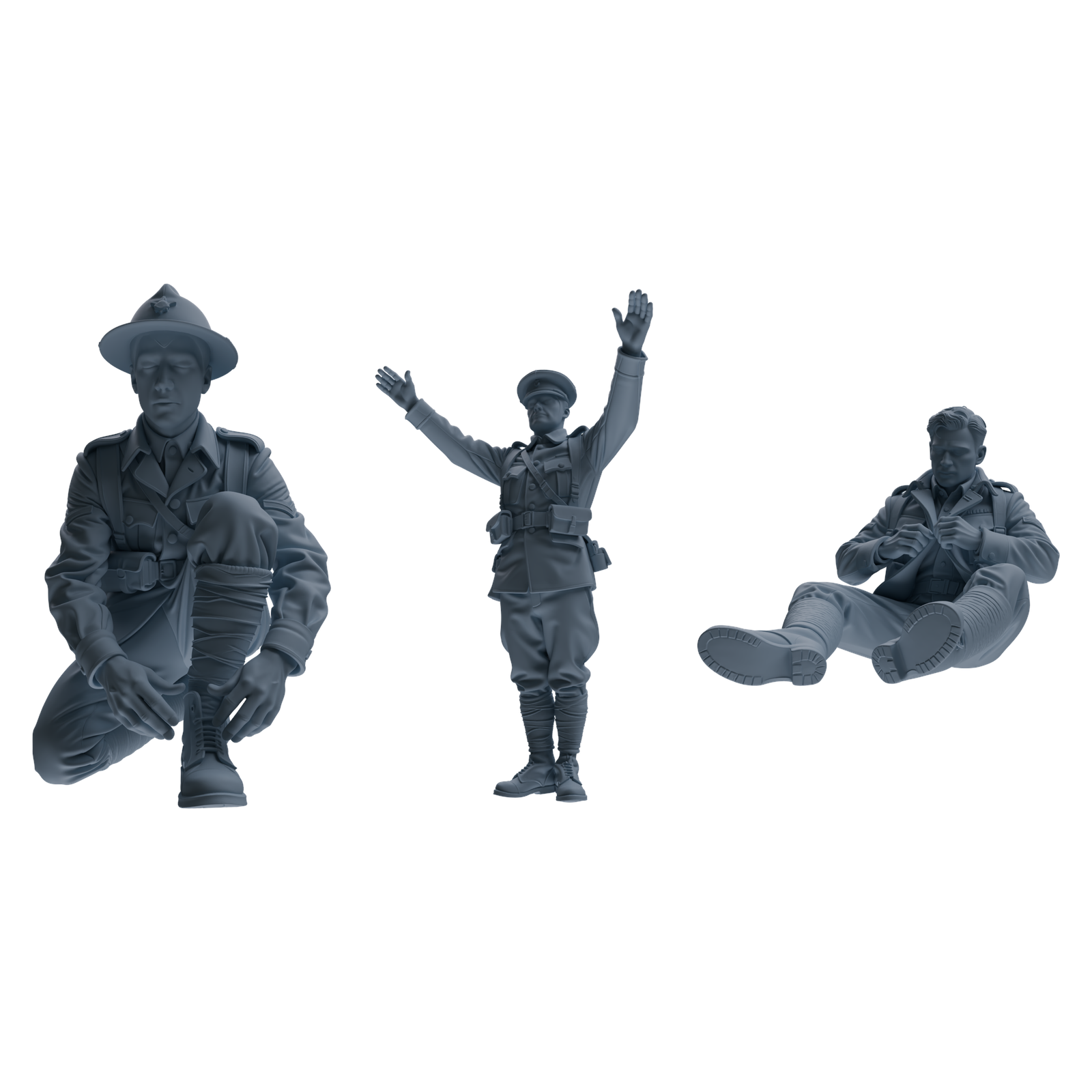 MRY-SFW SSTR203 Miniatures Soldier Model Kit WWI Soldier Pose Modern Model 3 pcs