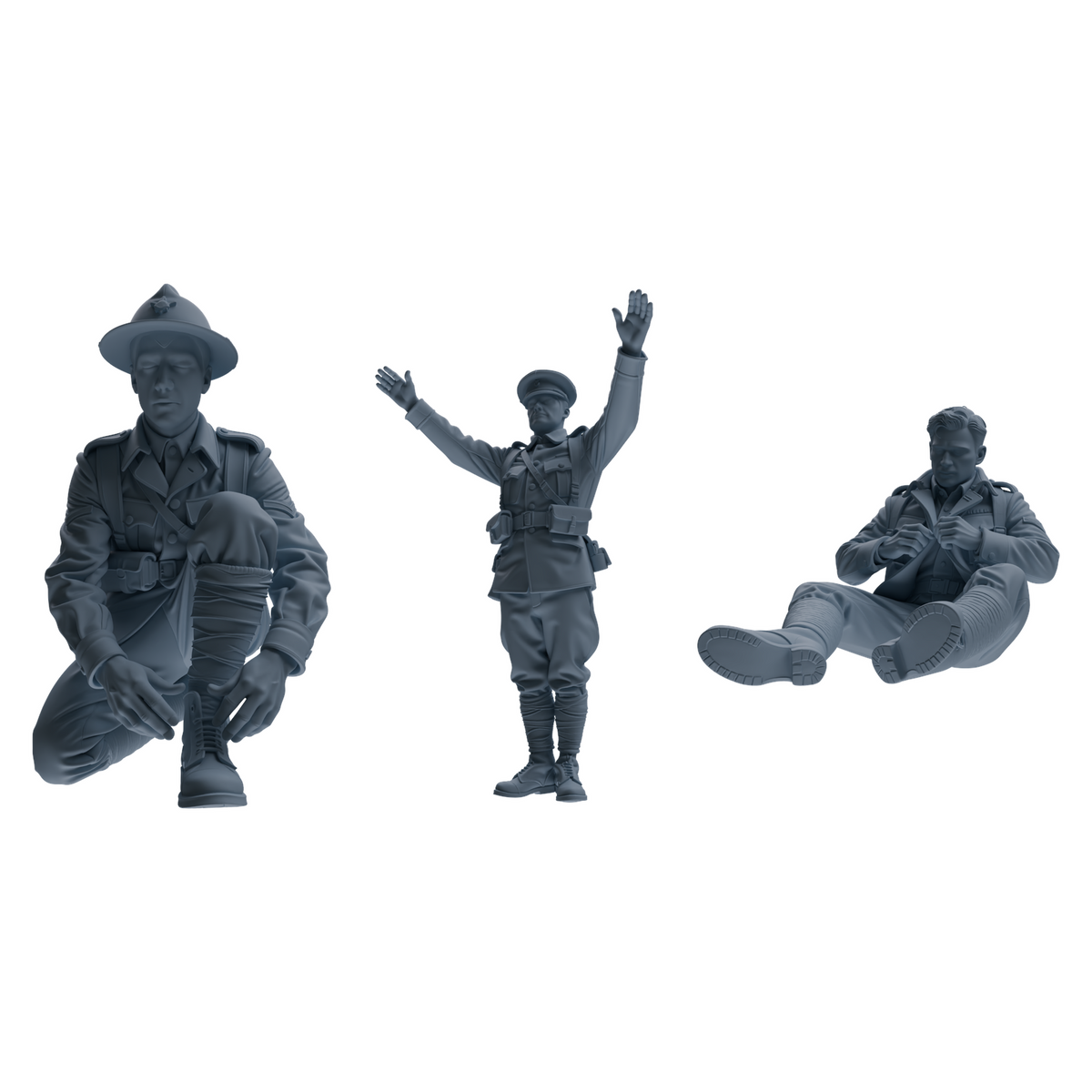 MRY-SFW SSTR203 Miniatures Soldier Model Kit WWI Soldier Pose Modern Model 3 pcs