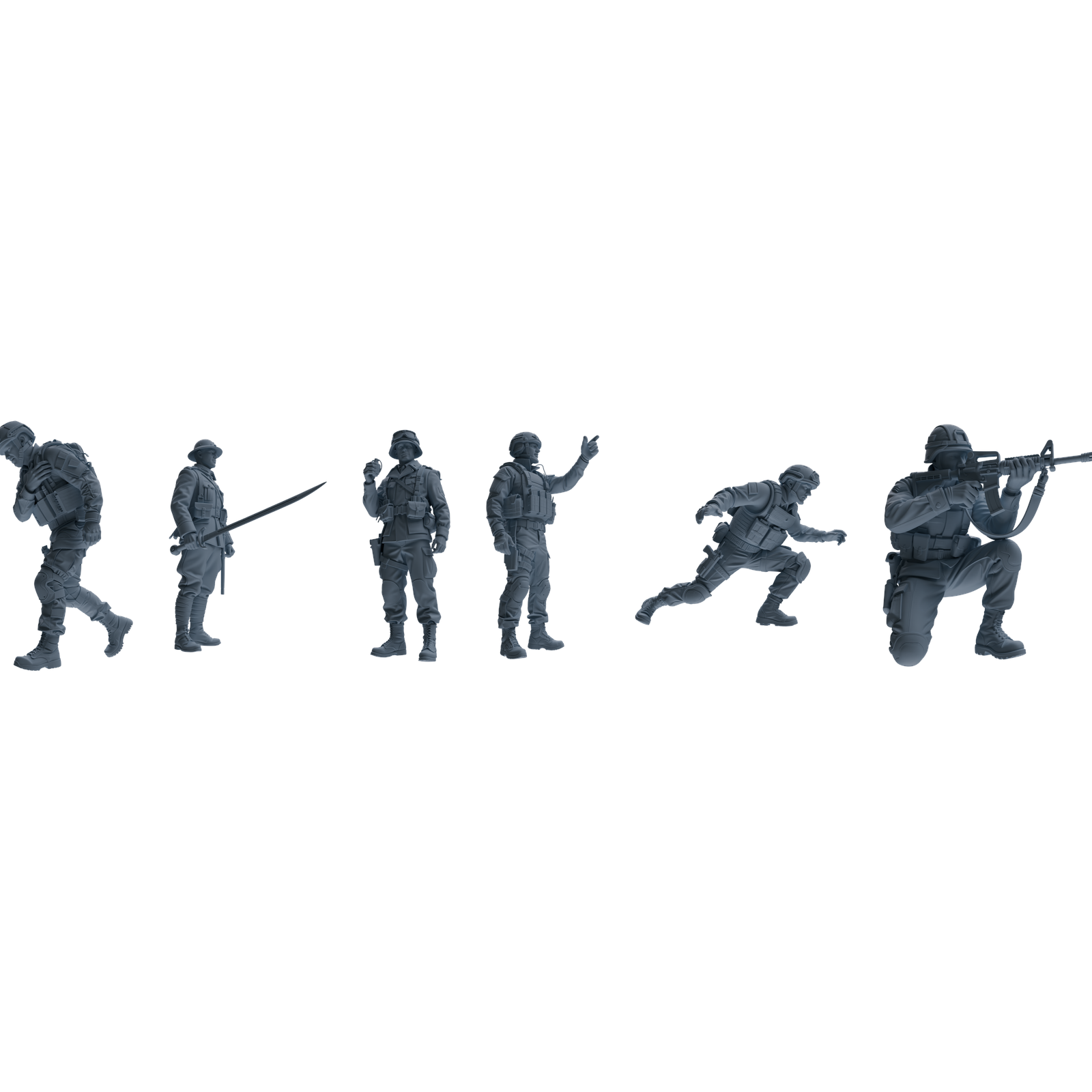 MRY-SFW SSTR207 Miniatures Soldier Model Kit Multi-Pose Combat Soldier Modern Model 6 pcs