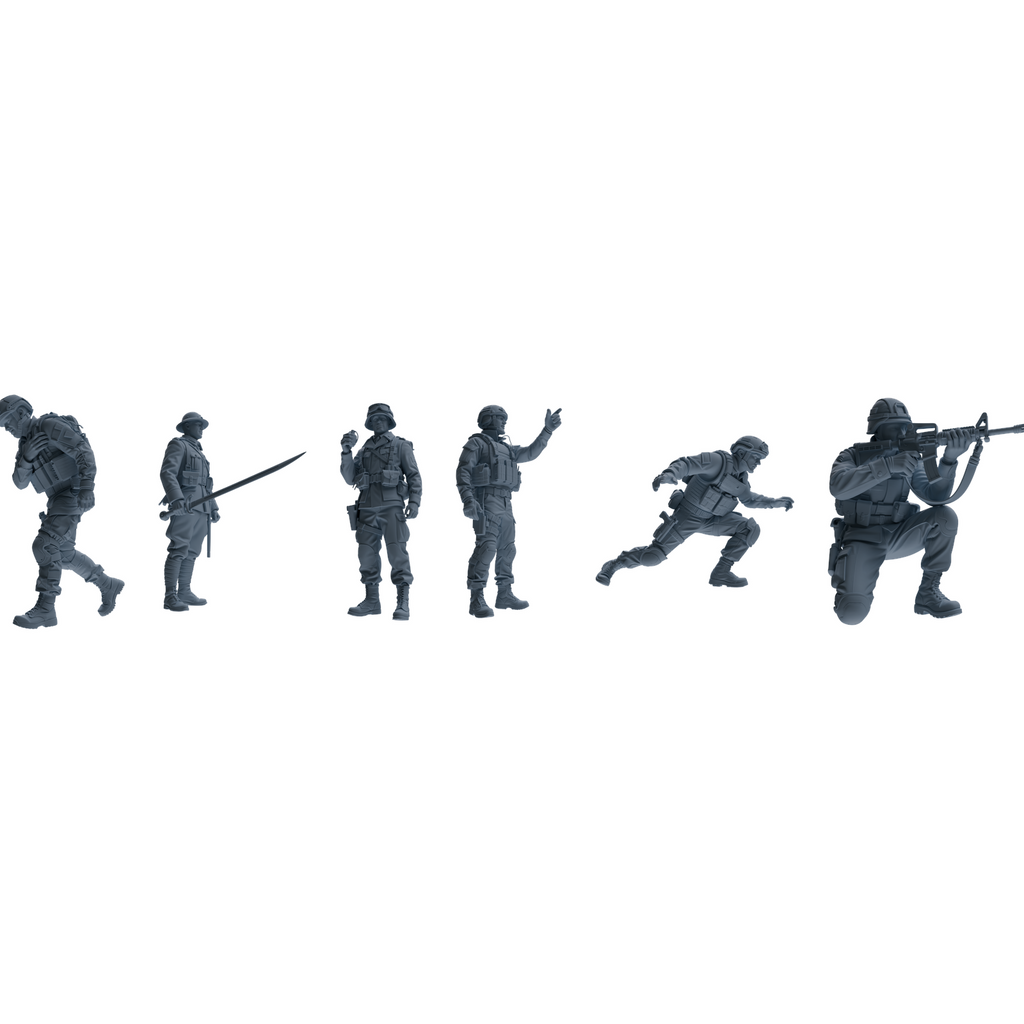 MRY-SFW SSTR207 Miniatures Soldier Model Kit Multi-Pose Combat Soldier Modern Model 6 pcs