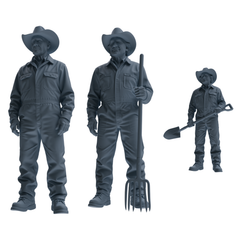 MRY-SFW LYTR922 Farm Cowboy Worker Multi-pose Modern Model 3 pcs 3D Printed Resin Model Kit by SSMODEL