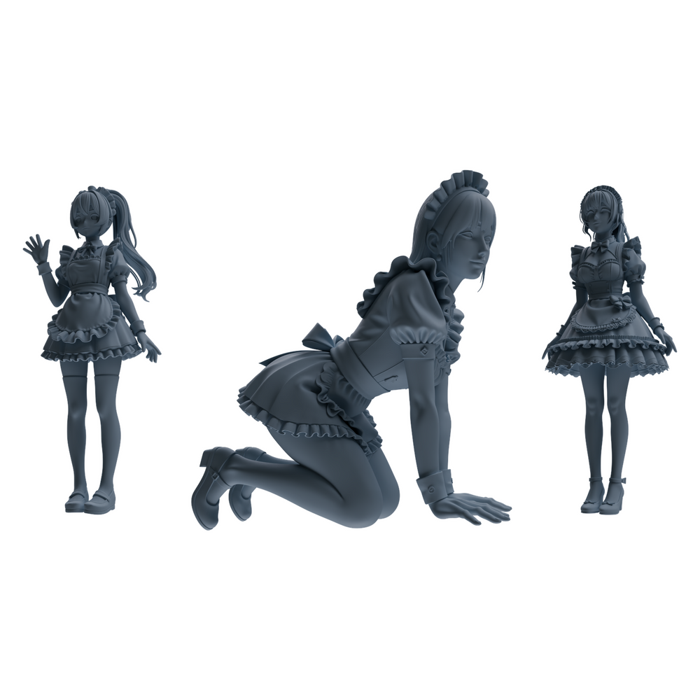 MRY-SFW LYTR877 Multi-pose Maid Girl Figure Modern Model 3 pcs 3D Printed Resin Model Kit by SSMODEL