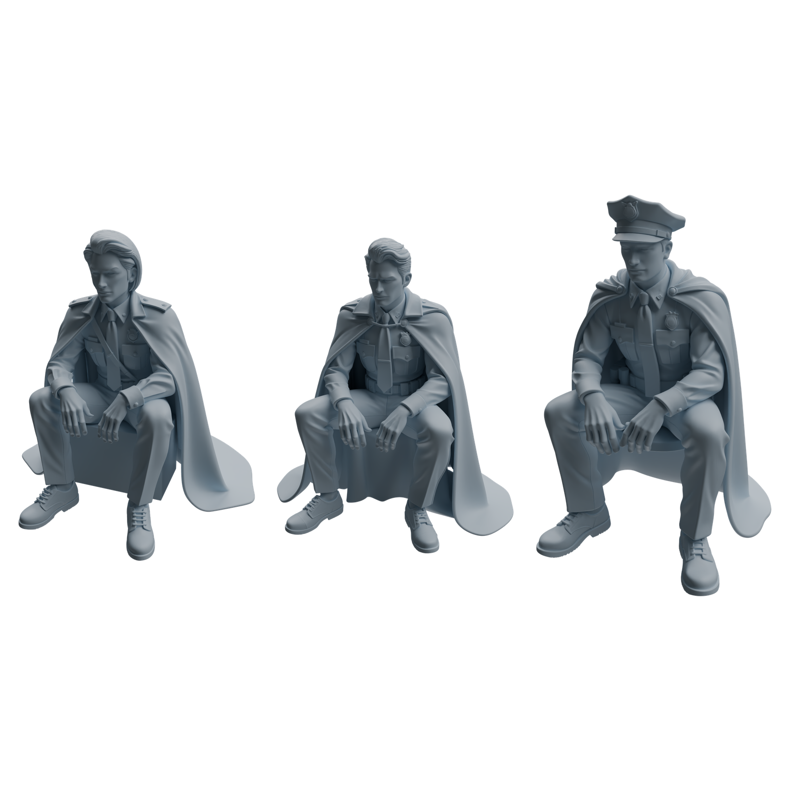 MRY-SFW LYTR950 Cloak Uniform Sitting Male Character Modern Model 3 pcs 3D Printed Resin Model Kit by SSMODEL