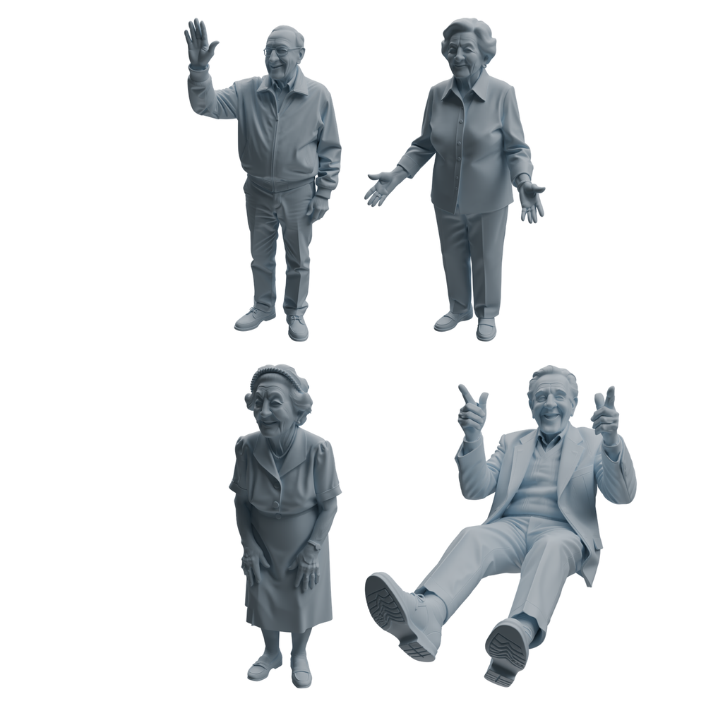 MRY-SFW LYTR1038 Daily Interactive Elderly Character Modern Model 4 pcs 3D Printed Resin Model Kit by SSMODEL