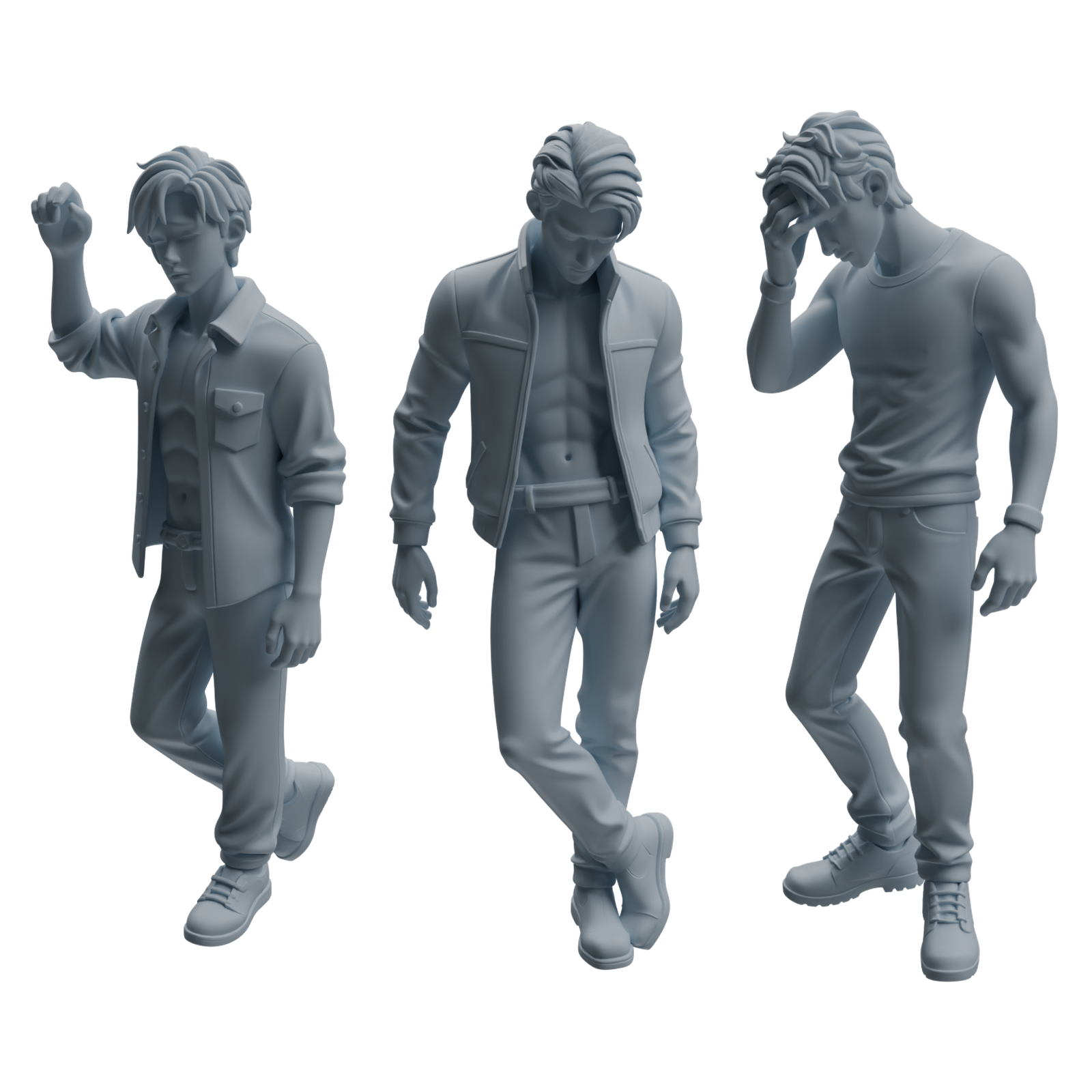 MRY-SFW LYTR938 Frustrated Man Character Modern Model 3 pcs 3D Printed Resin Model Kit by SSMODEL