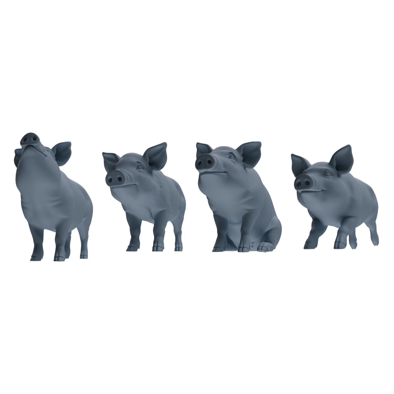 MRY-SFW LYTR847 Farm Pig Pose Model 4 pcs Miniature Car Diorama Figures Scene Props Accessories Resin 3D Printed Resin Model Kit by SSMODEL