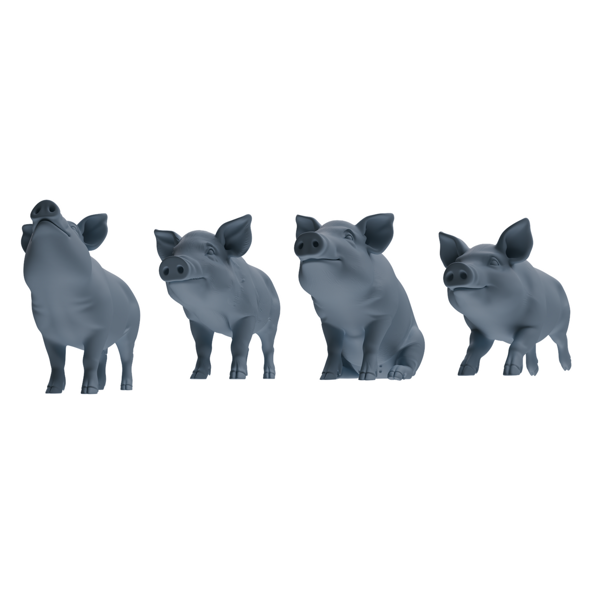 MRY-SFW LYTR847 Farm Pig Pose Model 4 pcs Miniature Car Diorama Figures Scene Props Accessories Resin 3D Printed Resin Model Kit by SSMODEL