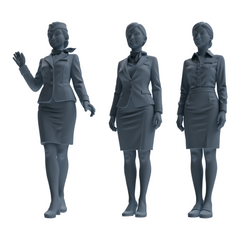 MRY-SFW LYTR860 Flight Attendant Uniform Woman Figure Modern Model 3 pcs Miniature Car Diorama Figures Scene Props Accessories Resin 3D Printed Resin Model Kit by SSMODEL