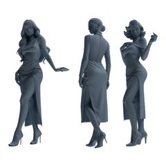 MRY-SFW LYTR869 Modified Cheongsam Woman Figure Modern Model 3 pcs 3D Printed Resin Model Kit by SSMODEL