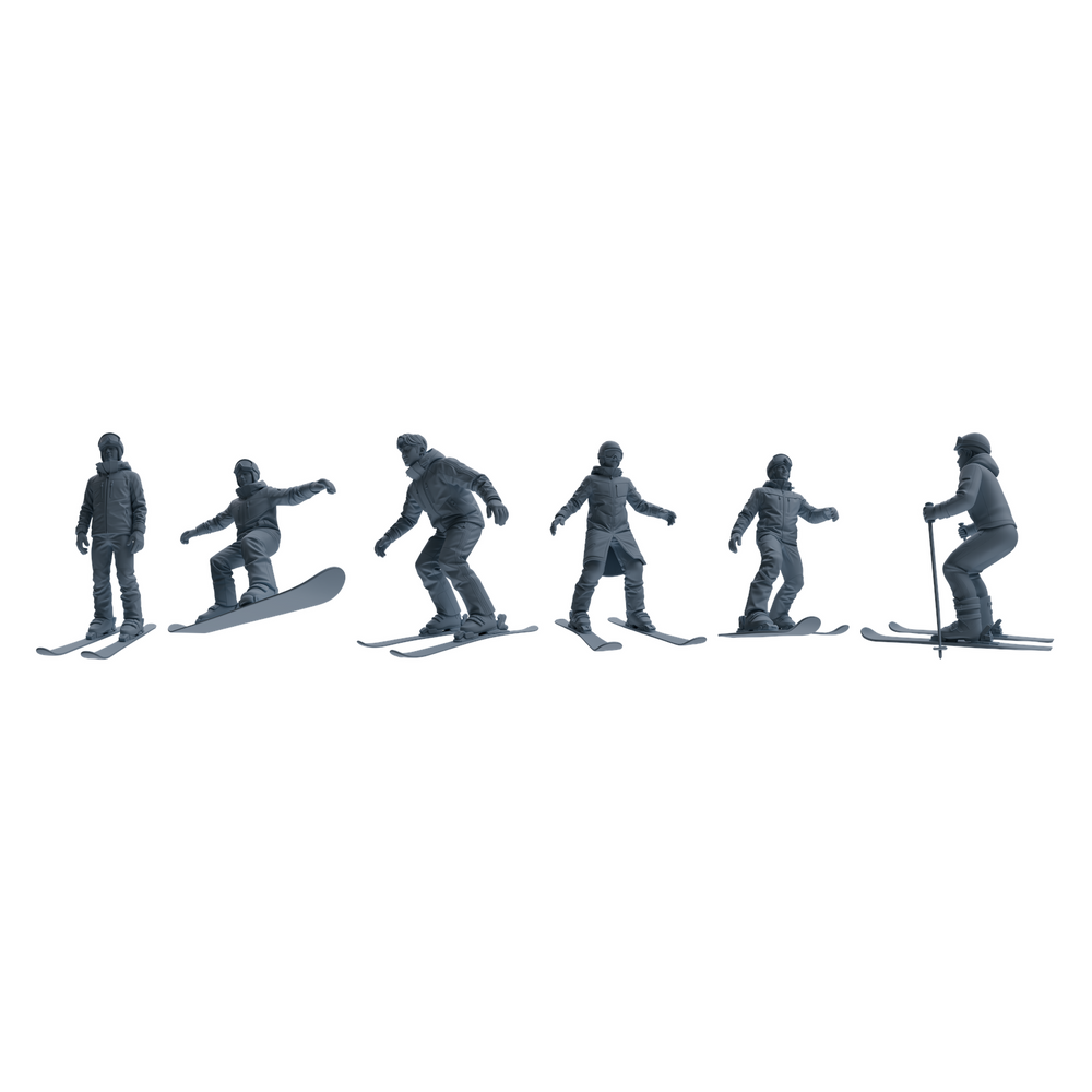 MRY-SFW LYTR803 Skiing Figure Modern Model 6 pcs Miniature Car Diorama Figures Scene Props Accessories Resin 3D Printed Resin Model Kit by SSMODEL