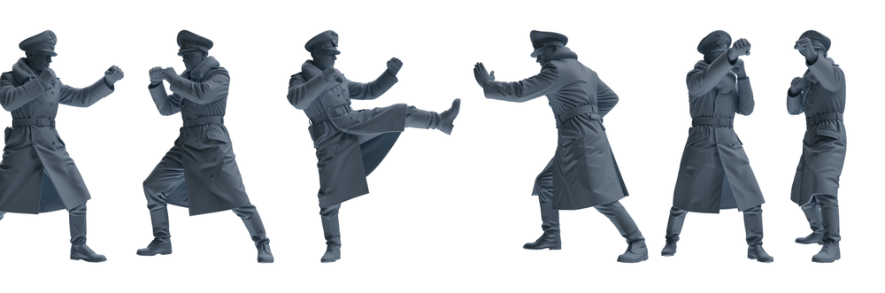 MRY-SFW LYGR704 WWII German Army Training Scene Six-Person Officer Combat Group 3D Printed Resin Model Kit by SSMODEL