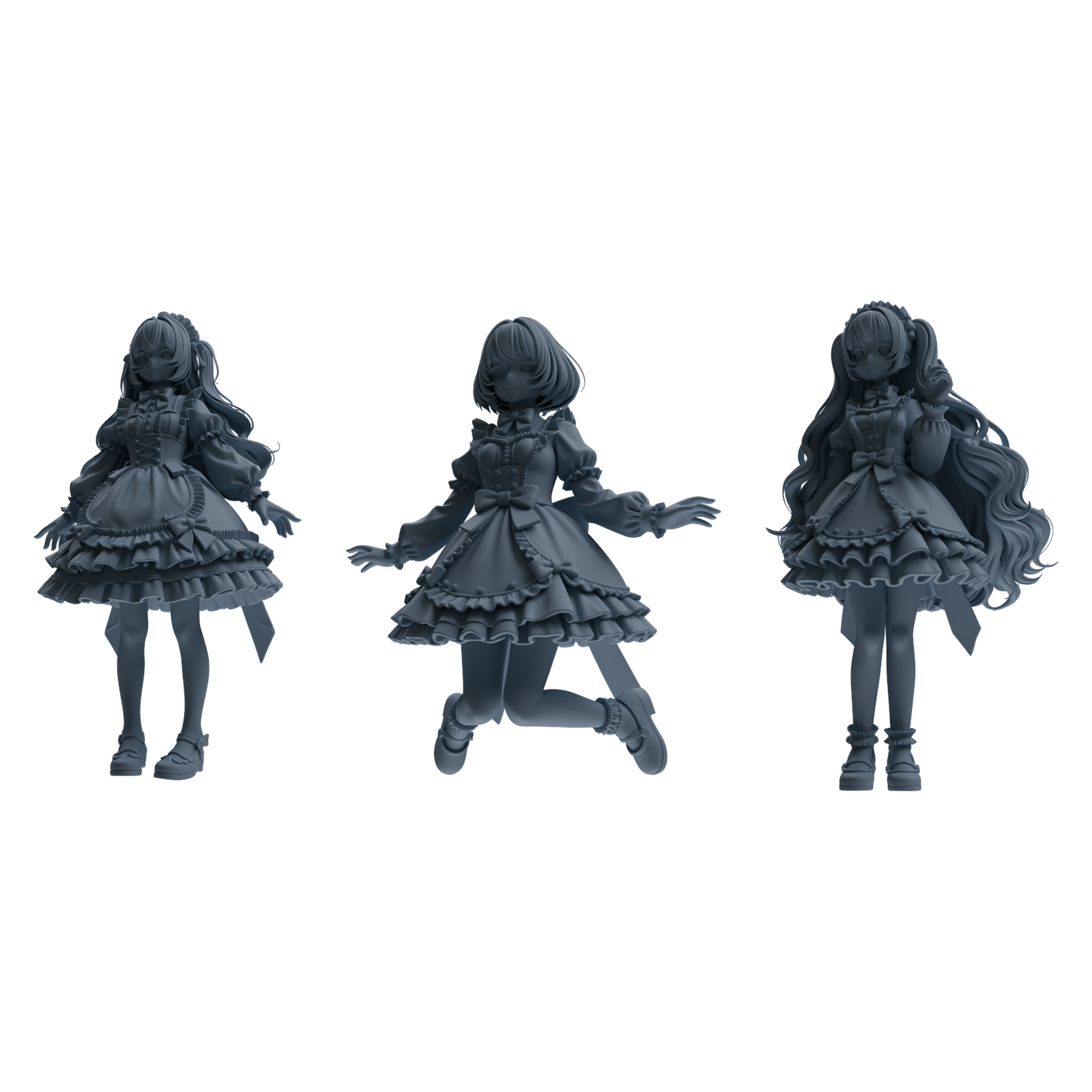 MRY-SFW LYTR871 Lolita Girl Figure Modern Model 3 pcs 3D Printed Resin Model Kit by SSMODEL