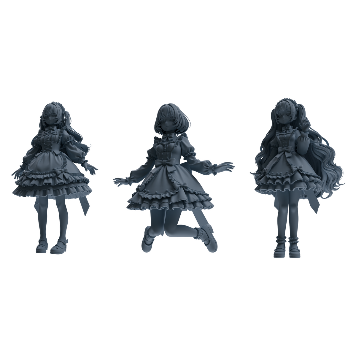 MRY-SFW LYTR871 Lolita Girl Figure Modern Model 3 pcs 3D Printed Resin Model Kit by SSMODEL