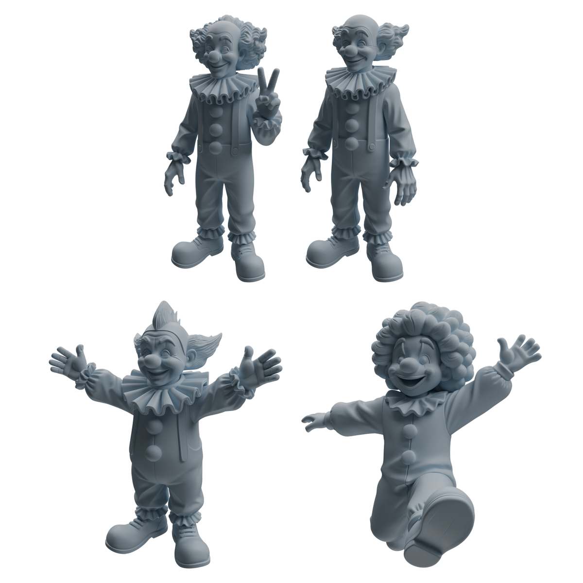 MRY-SFW LYTR1055 Carnival Clown Style Character Modern Model 4 pcs 3D Printed Resin Model Kit by SSMODEL
