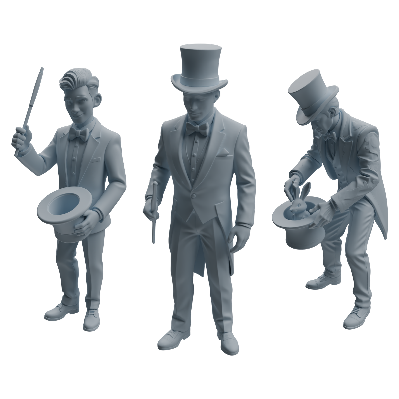 MRY-SFW LYTR1045 Magician Performance Character Modern Model 3 pcs 3D Printed Resin Model Kit by SSMODEL