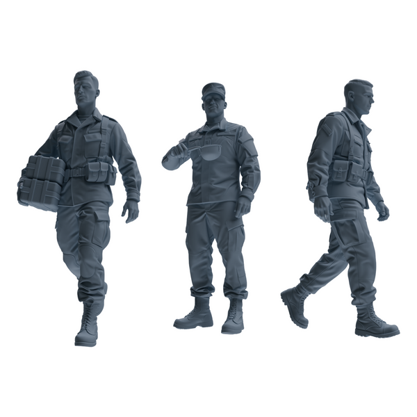 MRY-SFW SSTR179 Miniatures Soldier Model Kit Logistics Soldier Pose Modern Model 3 pcs