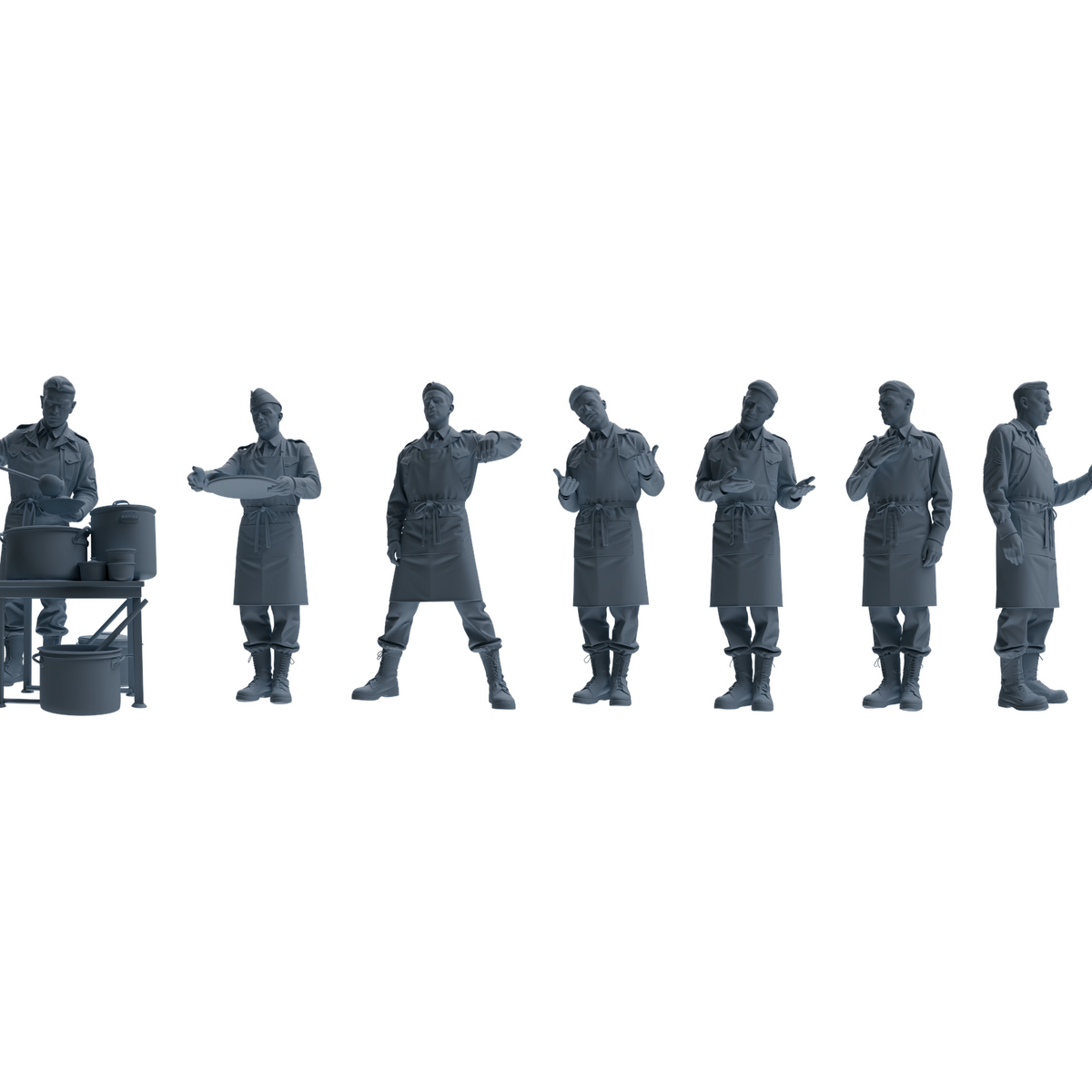 MRY-SFW LYGR592 Historical WWII U.S. Army Seven-Person Mess Hall Group 3D Printed Resin Model Kit by SSMODEL