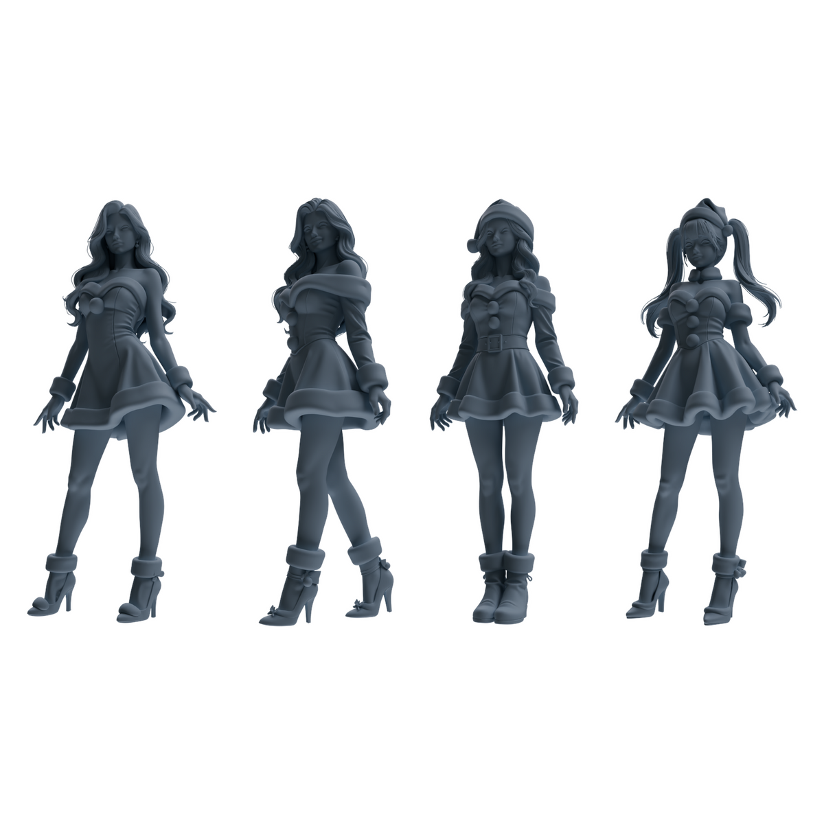 MRY-SFW LYTR881 Christmas Style Girl Figure Modern Model 4 pcs 3D Printed Resin Model Kit by SSMODEL