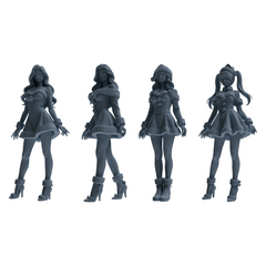 MRY-SFW LYTR881 Christmas Style Girl Figure Modern Model 4 pcs 3D Printed Resin Model Kit by SSMODEL