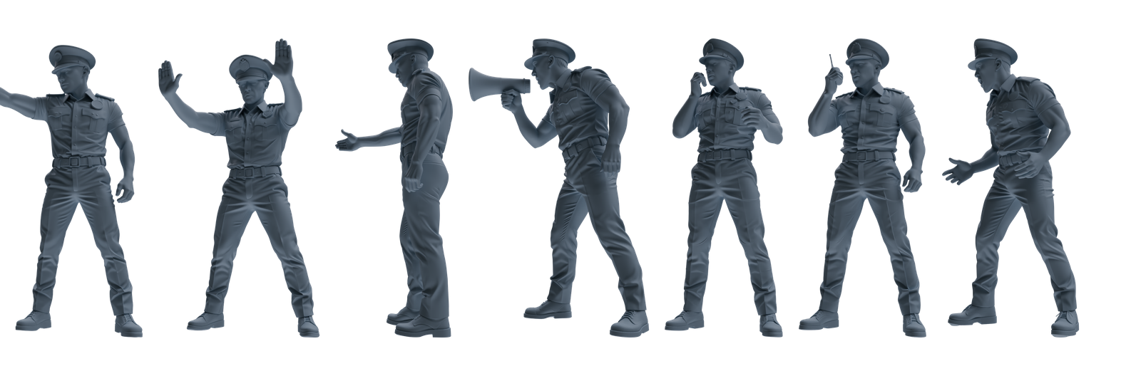 MRY-SFW LYGR773 Modern Hong Kong Police Seven-Person Blocking Group 3D Printed Resin Model Kit by SSMODEL