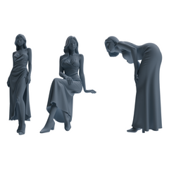 MRY-SFW LYTR895 Satin Dress Woman Figure Modern Model 3 pcs 3D Printed Resin Model Kit by SSMODEL