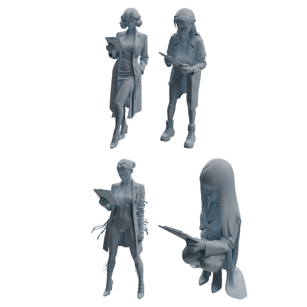 MRY-SFW LYTR1003 Female Doctor with Medical Folder Character Modern Model 4 pcs 3D Printed Resin Model Kit by SSMODEL Main image