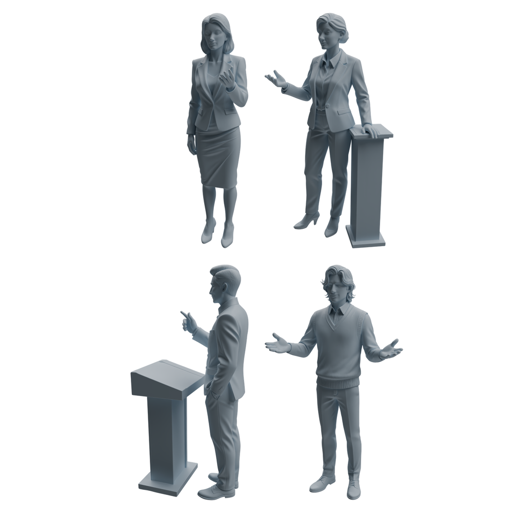 MRY-SFW LYTR962 Classroom Explaining Teacher Character Modern Model 4 pcs 3D Printed Resin Model Kit by SSMODEL