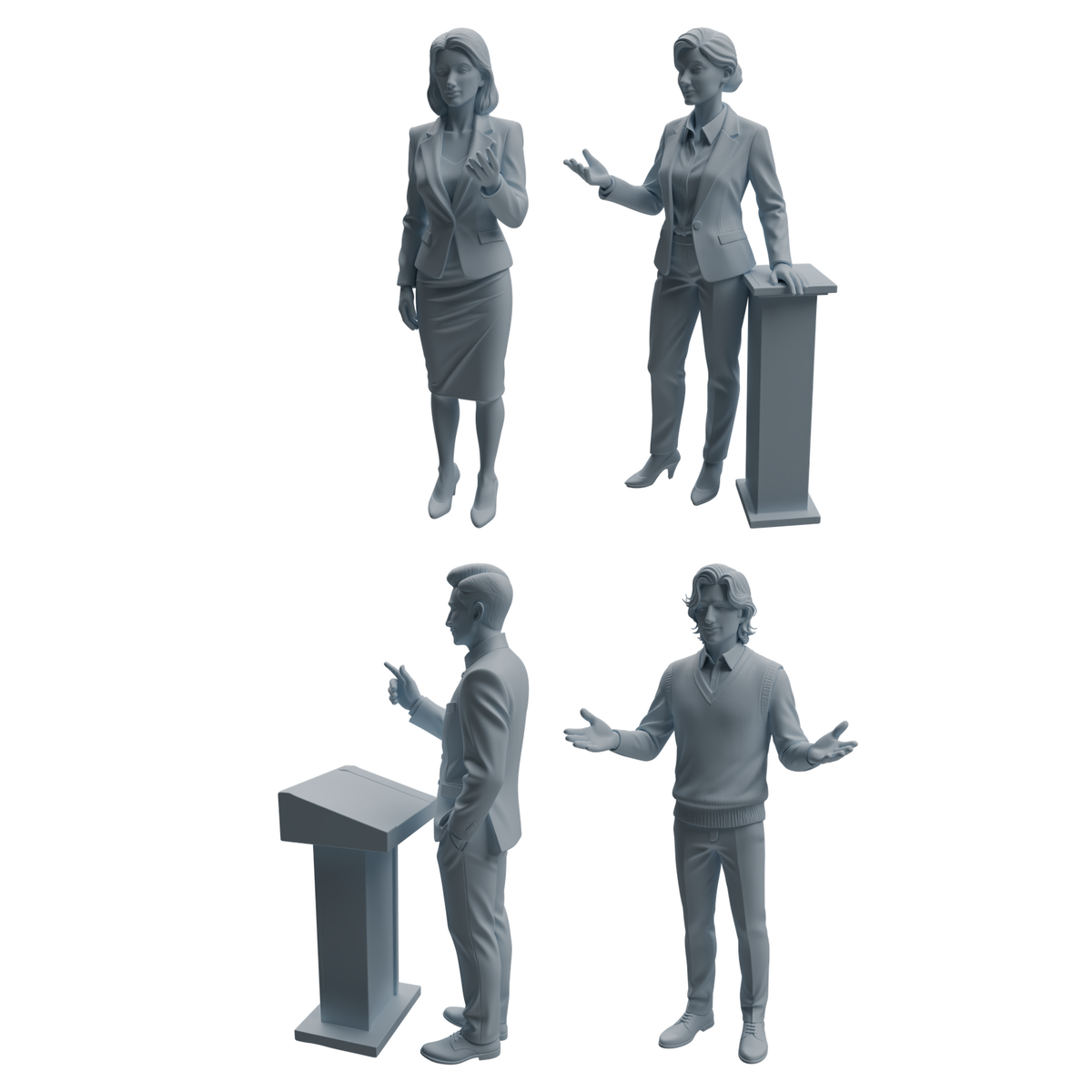MRY-SFW LYTR962 Classroom Explaining Teacher Character Modern Model 4 pcs 3D Printed Resin Model Kit by SSMODEL