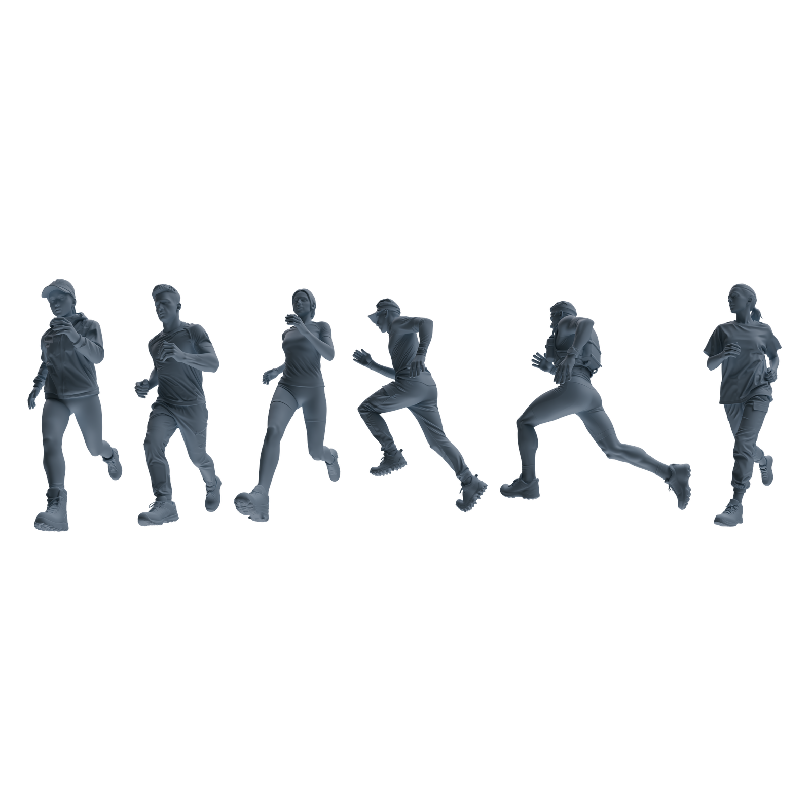 MRY-SFW LYTR821 Outdoor Running Athlete Figure Modern Model 6 pcs Miniature Car Diorama Figures Scene Props Accessories Resin 3D Printed Resin Model Kit by SSMODEL