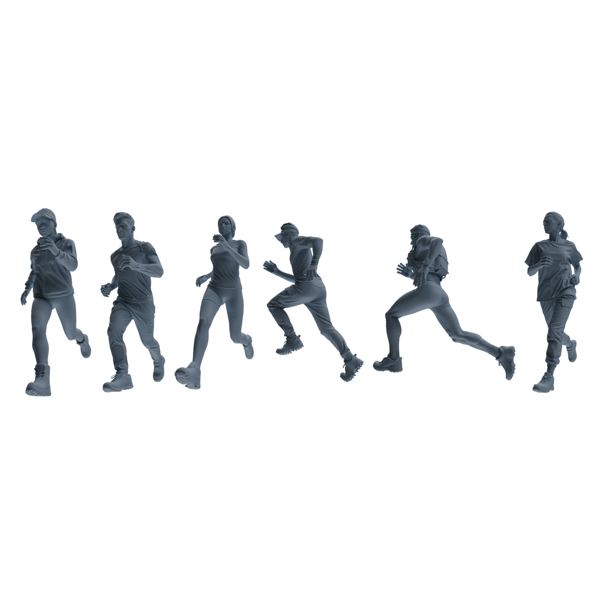 MRY-SFW LYTR821 Outdoor Running Athlete Figure Modern Model 6 pcs Miniature Car Diorama Figures Scene Props Accessories Resin 3D Printed Resin Model Kit by SSMODEL