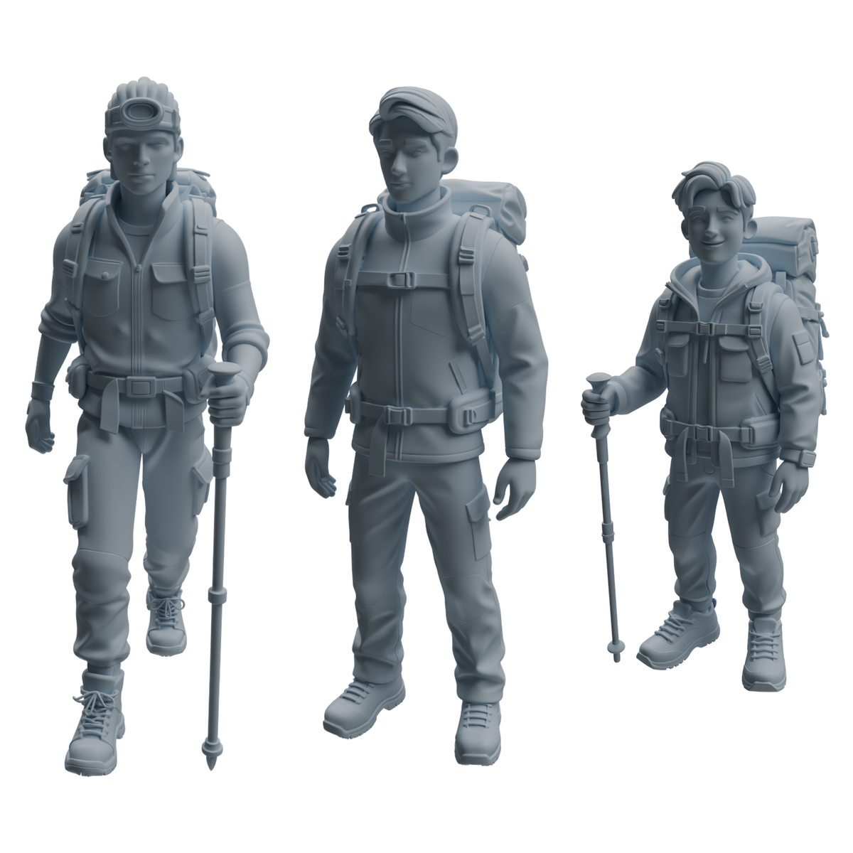 MRY-SFW LYTR1030 Outdoor Hiking Trekking Male Character Modern Model 3 pcs 3D Printed Resin Model Kit by SSMODEL