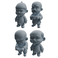 MRY-SFW LYTR977 Traditional Chinese Elder Tea Character Modern Model 4 pcs 3D Printed Resin Model Kit by SSMODEL