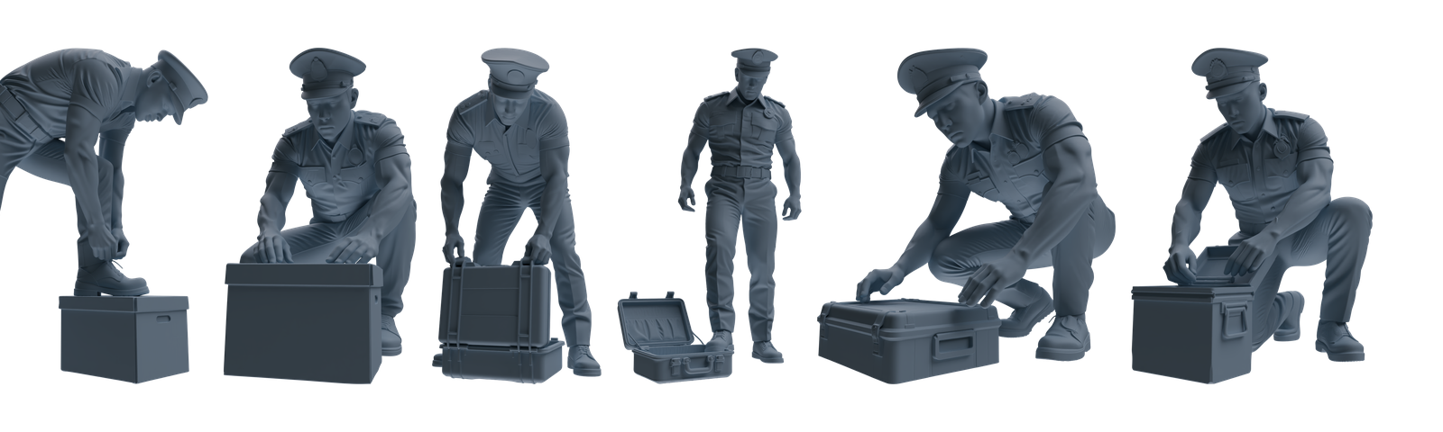 MRY-SFW LYGR772 Modern Hong Kong Police Six-Person Combat Readiness Group 3D Printed Resin Model Kit by SSMODEL