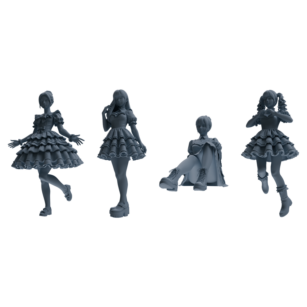 MRY-SFW LYTR873 Lolita Girl Figure Modern Model 4 pcs 3D Printed Resin Model Kit by SSMODEL