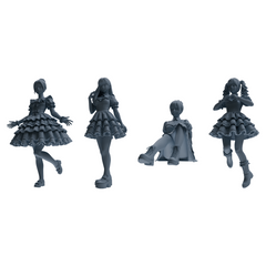 MRY-SFW LYTR873 Lolita Girl Figure Modern Model 4 pcs 3D Printed Resin Model Kit by SSMODEL