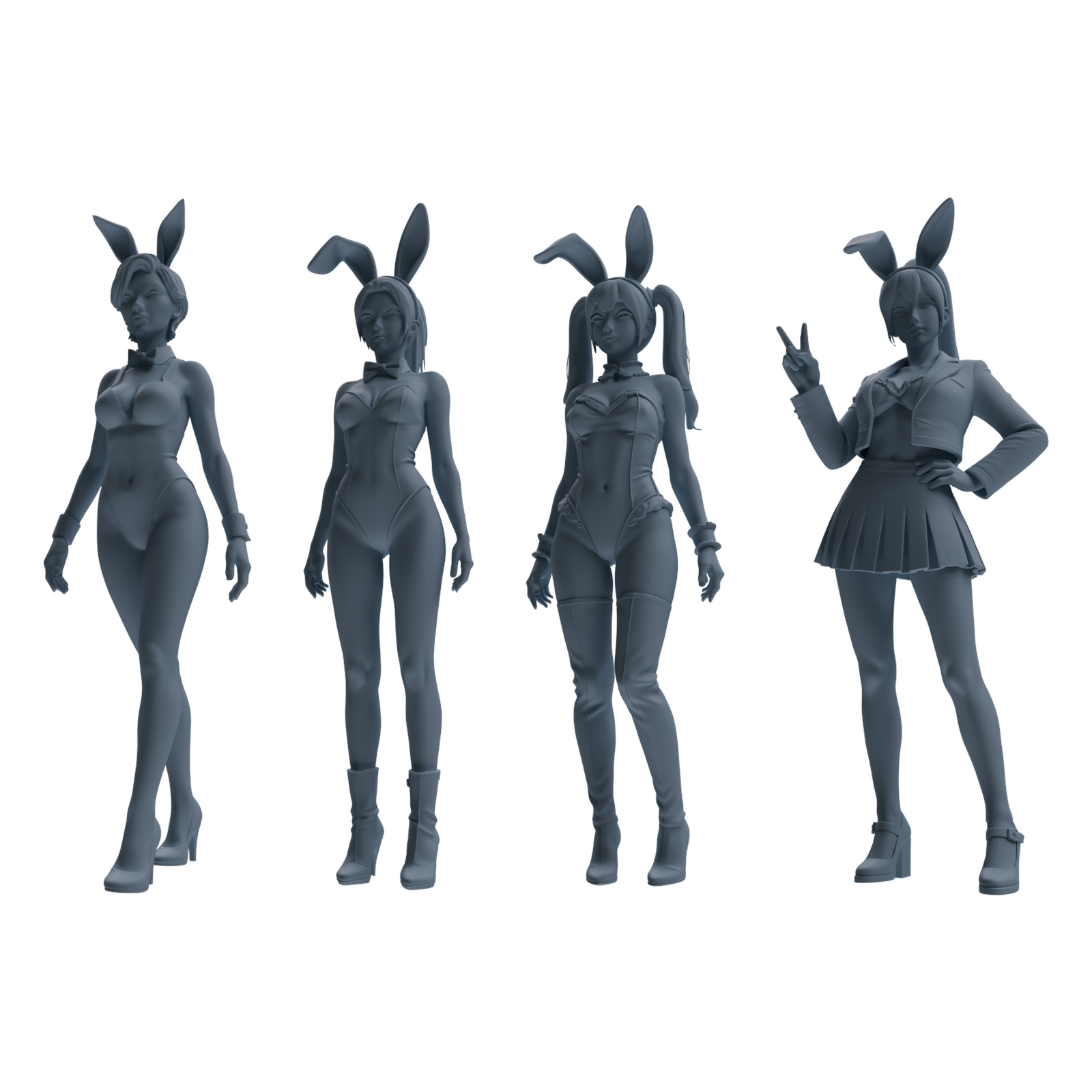 MRY-SFW LYTR889 Multi-style Bunny Girl Modern Model 4 pcs 3D Printed Resin Model Kit by SSMODEL