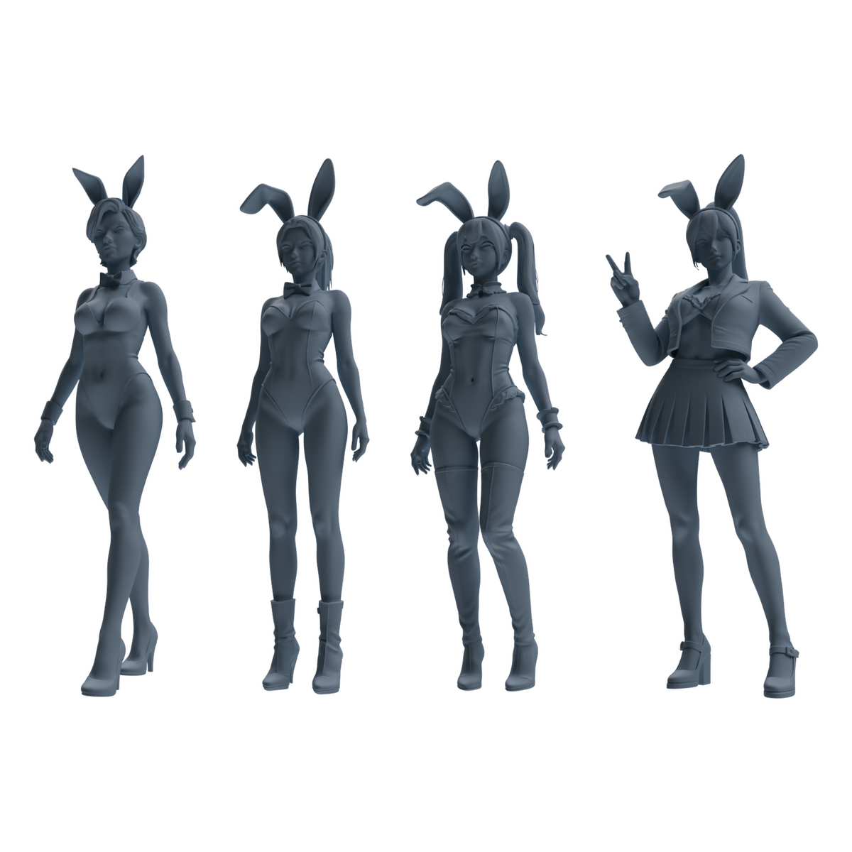 MRY-SFW LYTR889 Multi-style Bunny Girl Modern Model 4 pcs 3D Printed Resin Model Kit by SSMODEL
