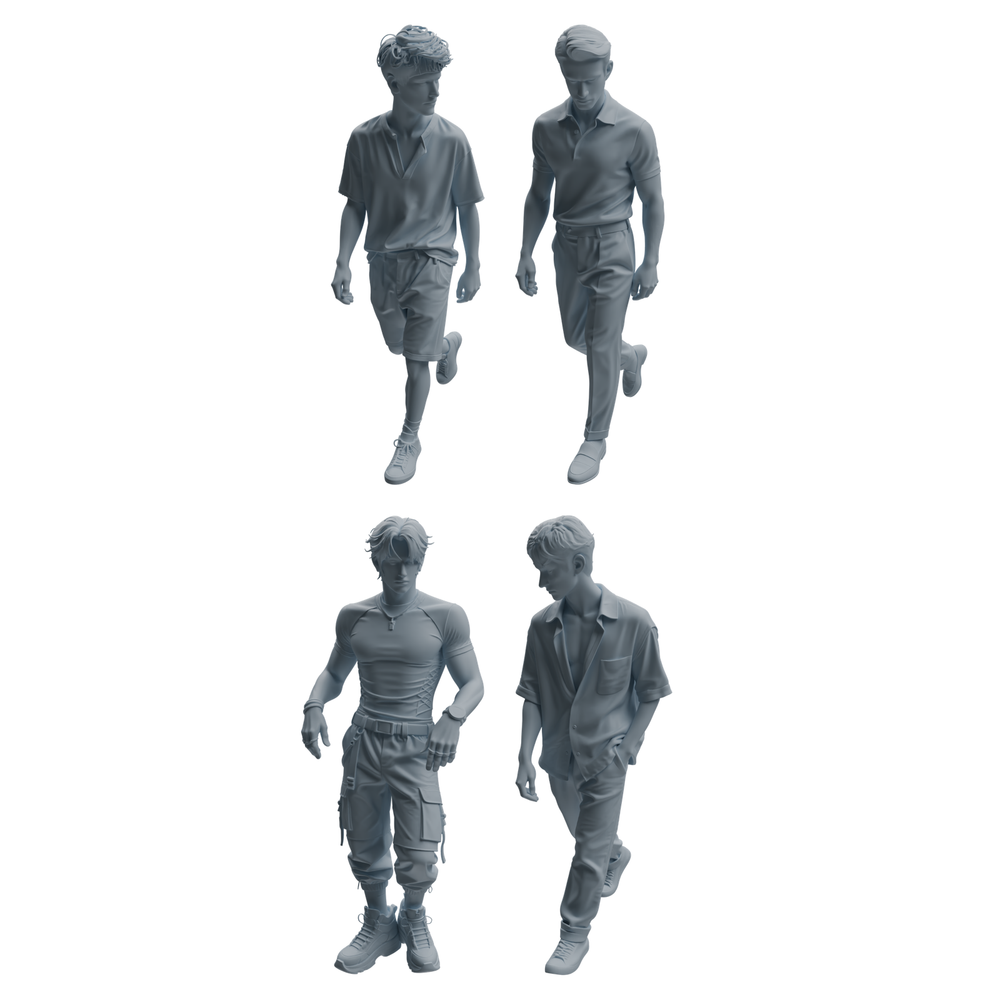 MRY-SFW LYTR990 Streetwear Style Man Character Modern Model 4 pcs 3D Printed Resin Model Kit by SSMODEL