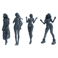 MRY-SFW LYTR878 Sci-Fi Modified Woman Figure Modern Model 4 pcs 3D Printed Resin Model Kit by SSMODEL