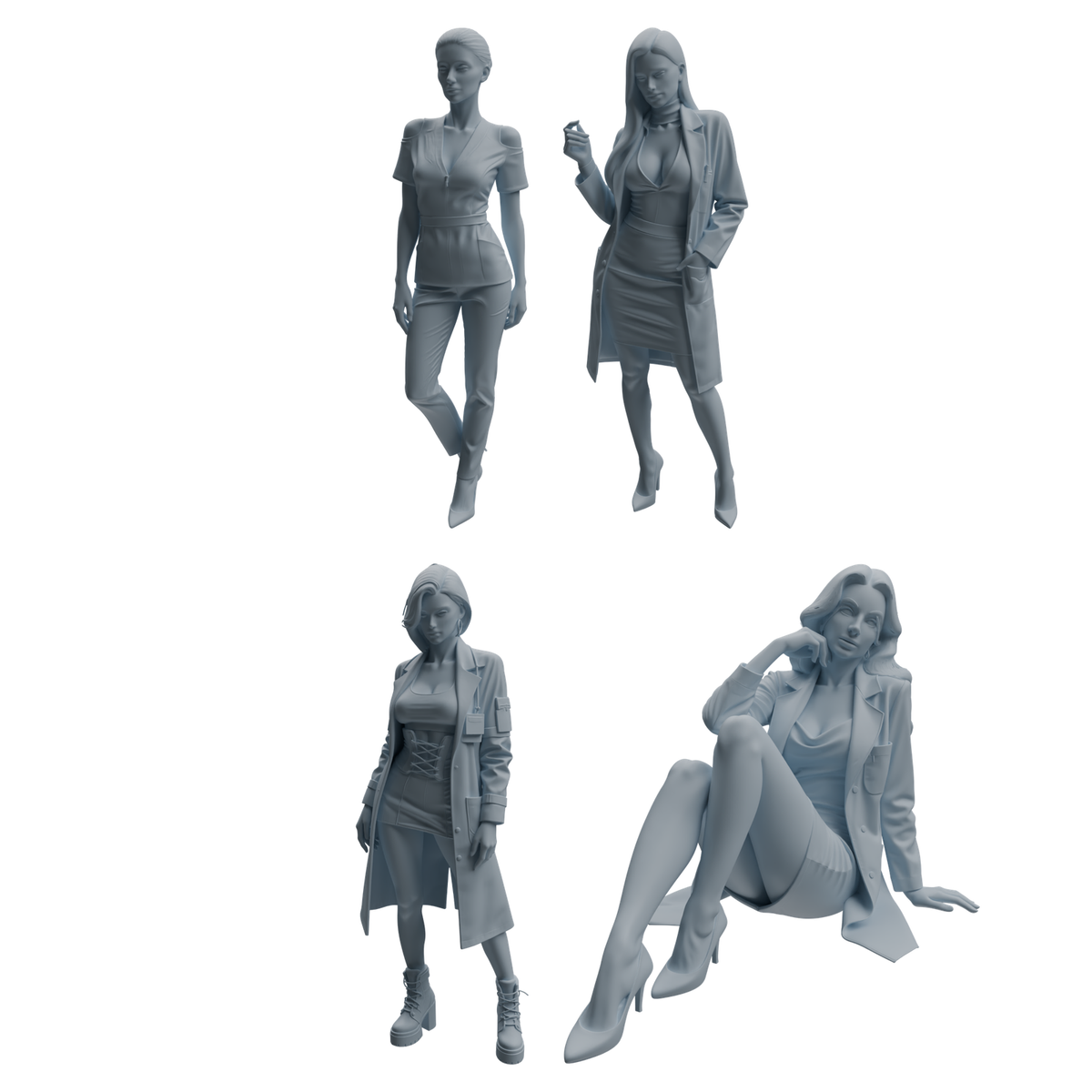 MRY-SFW LYTR1000 Female Doctor Character Model Modern 4 pcs 3D Printed Resin Model Kit by SSMODEL
