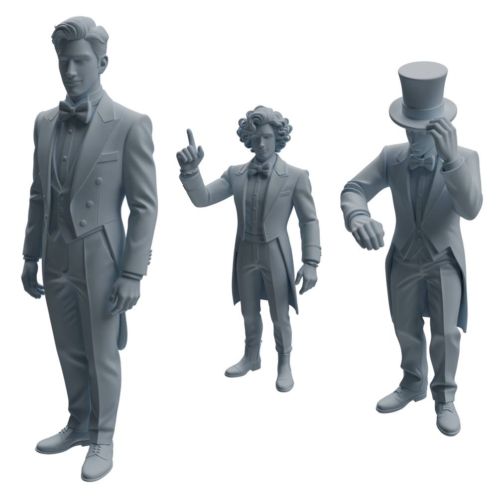 MRY-SFW LYTR1049 Magician Formal Attire Character Modern Model 3 pcs 3D Printed Resin Model Kit by SSMODEL