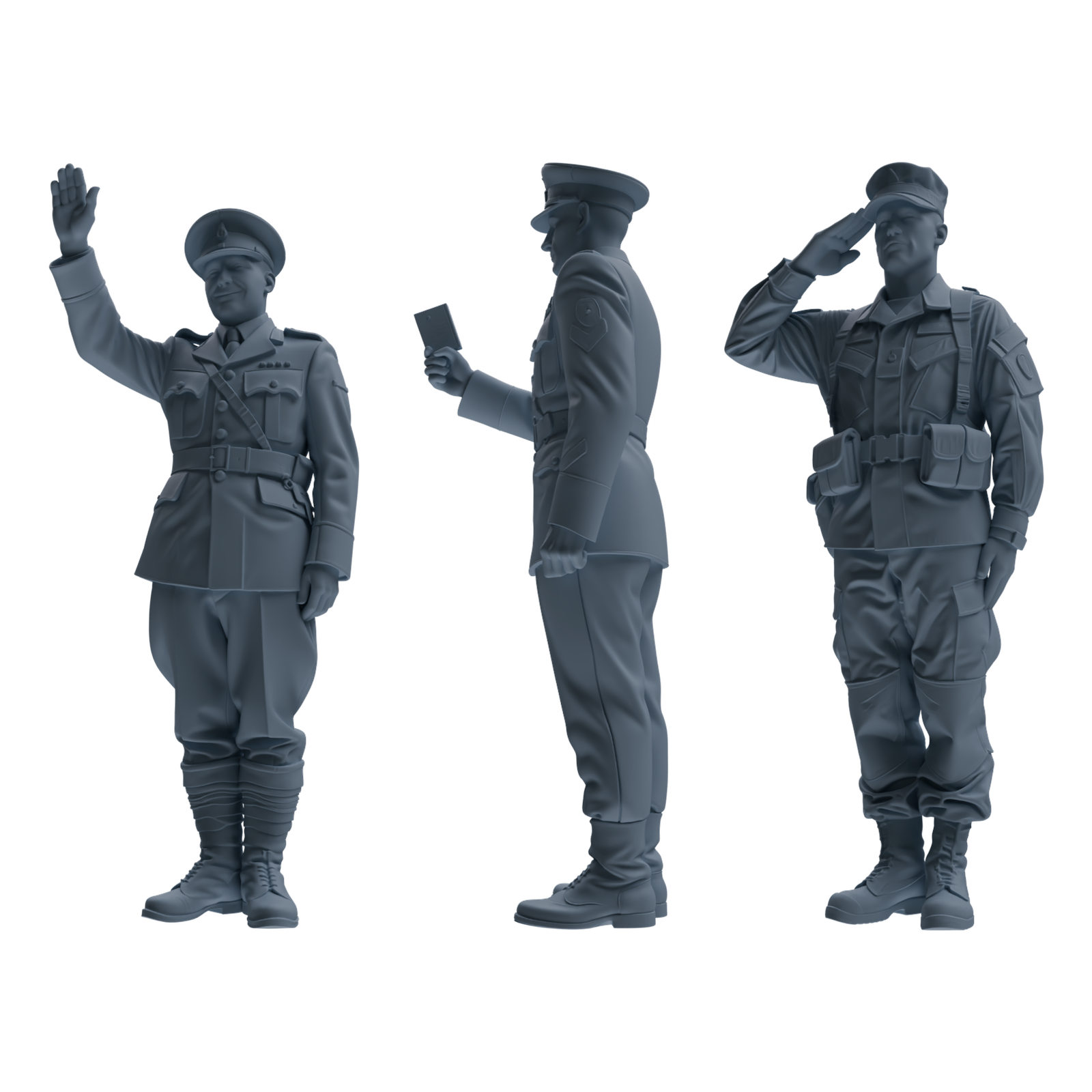 MRY-SFW SSTR196 Miniatures Soldier Model Kit Officer Salute Wave Pose Modern Model 3 pcs