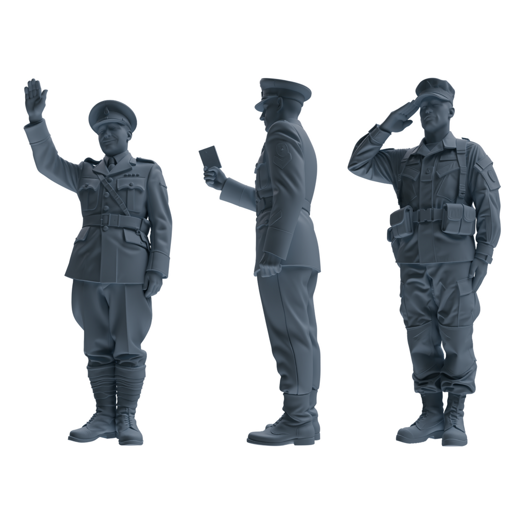 MRY-SFW SSTR196 Miniatures Soldier Model Kit Officer Salute Wave Pose Modern Model 3 pcs