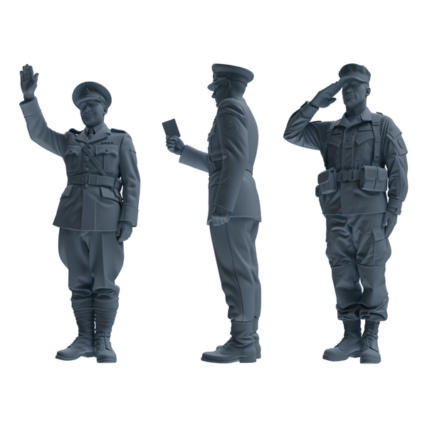 MRY-SFW SSTR196 Miniatures Soldier Model Kit Officer Salute Wave Pose Modern Model 3 pcs