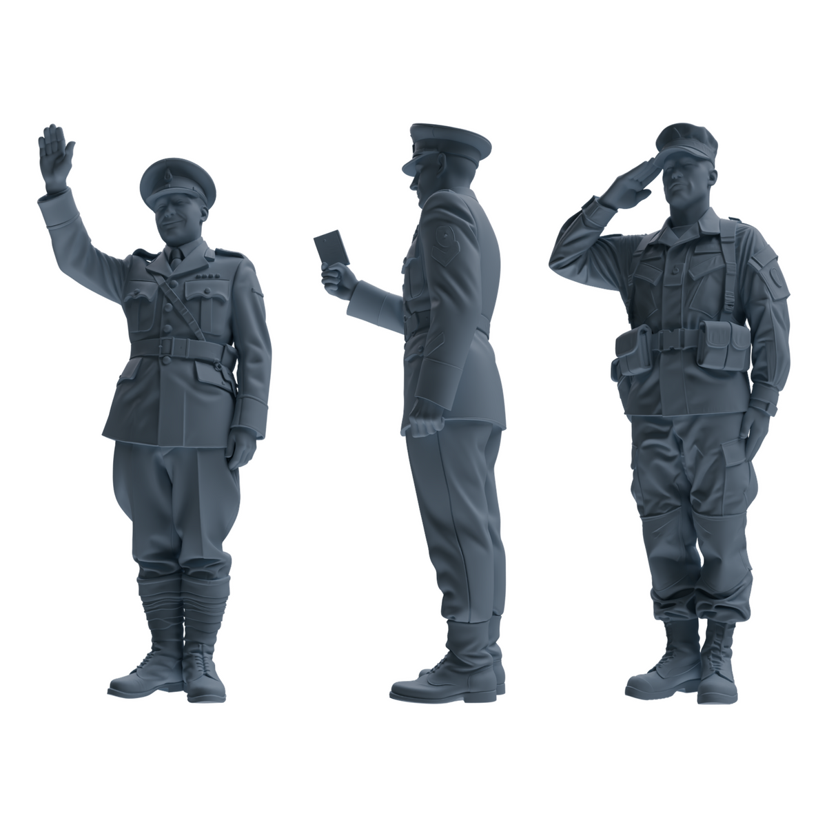 MRY-SFW SSTR196 Miniatures Soldier Model Kit Officer Salute Wave Pose Modern Model 3 pcs