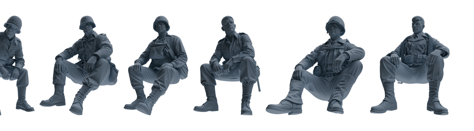 MRY-SFW SSTR075 Miniatures Soldier Model Kit Saving Ryan in Normandy WWII U.S. Army Six-Person Resting Group