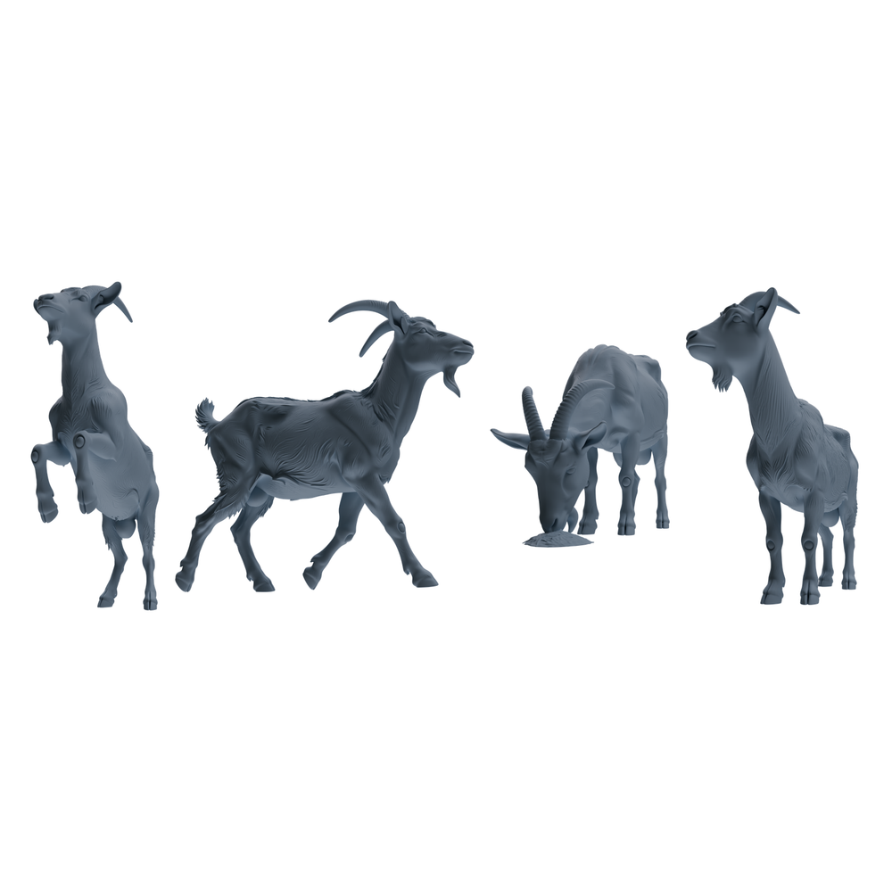 MRY-SFW LYTR846 Farm Goat Pose Model 4 pcs Miniature Car Diorama Figures Scene Props Accessories Resin 3D Printed Resin Model Kit by SSMODEL